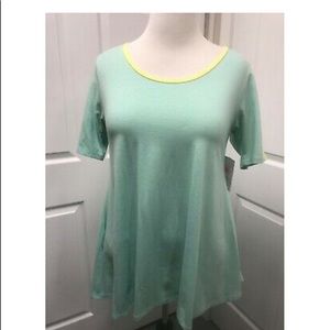 LuLaRoe New Green & Yellow Perfect T Shirt Small NWT